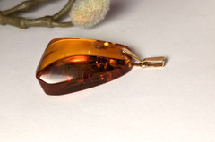 Vintage Soviet Gold 14k, 583 Russian Amber Pendant 8.9g