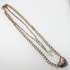 Juicy Couture Double layer Chain with Pink Rhinestones Heart