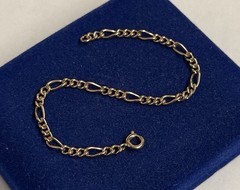 12k Gold Filled Cuban Curb Figaro Bracelet 7″ 3.8mm Gf Victorian Stunning 4.3g