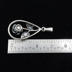 Vintage Signed Teka 825 Silver Rose Flower Pendant Theodor Klotz Germany