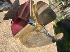 NEW Ann Taylor LOFT Gold Semi Precious Stone Cuff Bracelet Burgundy Wine Square