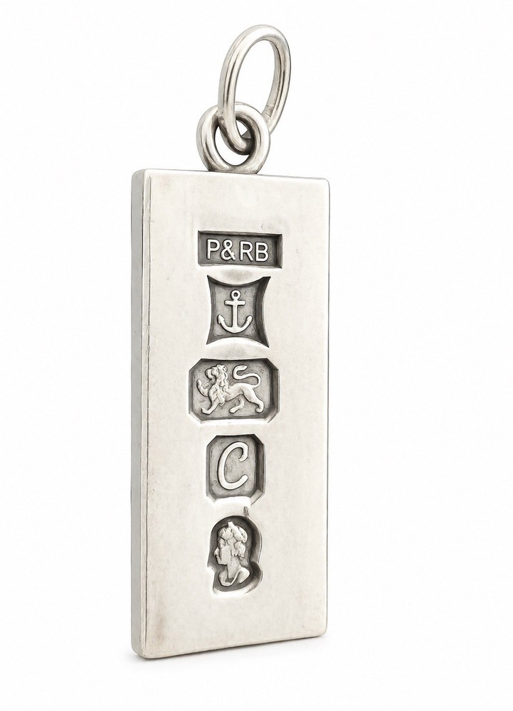 925 Sterling Silver Ingot Queen Elizabeth 1977 Jubilee Hallmark Pendant Vntg