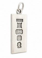 925 Sterling Silver Ingot Queen Elizabeth 1977 Jubilee Hallmark Pendant Vntg