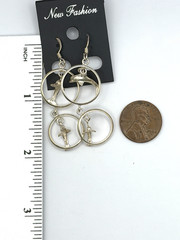 Vintage Sterling Silver Dangle Hoops with Dolphins Pierced Earrings