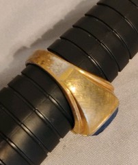 Vintage 18kt H.G.E. Ring With Blue Stone Unisex Sz 10.75