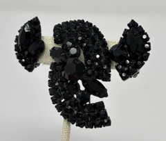 Vintage Estate Jet Black Rhinestone Japanned Pin Earring Jewelry Set