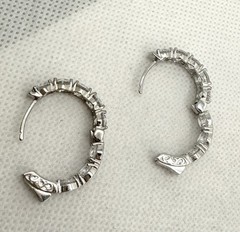 JTV Rhodium Plated Sterling 925 Bella CN FZN Hoop Earrings Diamond Sim