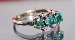 14k yellow gold ring 0.40ct Lab-created emerald diamond sz 5 vintage 1.5g N3096A