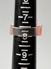 Vintage Lucite Ring Size 7.75 Coral Peach Rhinestone Modern Chunky Cubism Unisex