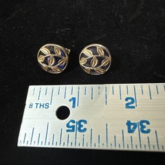 Vintage Retro BLUE & Gold Button Clip on Earrings from Avon Costume Jewelry
