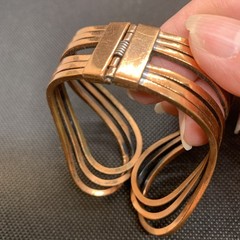Renoir Engraved Copper Hinged Cuff Clamper Loop Bracelet Vintage. READ DESC