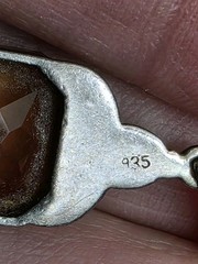 Vintage Art Deco 935 Sterling Silver Citrine Marcasite Pendant