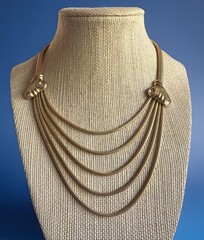 Classic Vintage Gold Tone Multi Strand Layered 15″ Snake Chain Necklace R30