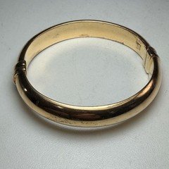 Hollow Gold Wash 925 Sterling 6-3/4″ x 1/2″ ITALY Vintage hinged Bangle Bracelet