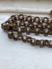 Antique Brass Chain Rolo Link Made In USA Stamp Watch Chain 32” Long Orig Clasp