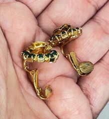 Vintage Judy Lee Jewels Green Gold Earrings & Matching Brooch On Original Tag