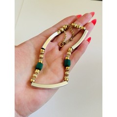 Modernist BOHO necklace VTG Gold Silver Plated Metal Bar Chain Two Tone 70s MCM