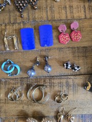 Vtg Retro Costume Lot Of 50 Earrings Clip On Earwire Push Backs