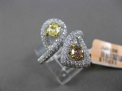 ESTATE LARGE 1.91CTW WHITE & YELLOW DIAMOND 18KT TWO TONE GOLD 3D COCKTAIL RING