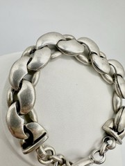 VTG Heavy Duty Silver Tone Link Bracelet Toggle 71g 8.5in Unsigned Estate Read