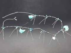 Lane Southwestern 30 in. Necklace Silver Tone Faux Turquoise Vintage