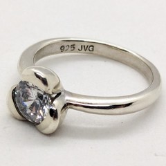 Vintage Elegant RING Silver 925 with Bright Stone -size: 6.5US (16.7mm)| UA #126