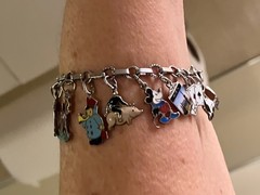 RARE VINTAGE AUSTRIA 800 SILVER ENAMEL LOADED CHARM BRACELET ESTATE FIND A+