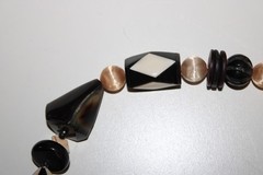 1980’s Inlay Statement Necklace Carved Horn Dyed Geomentric Beads