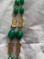 VINTAGE CROWN TRIFARI L’ORIENT ASIAN INSPIRED JADE TASSEL NECKLACE