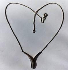 Vintage Large Sterling Silver Pendant, Y-shape, on 39 cm Silver Chain, Germany