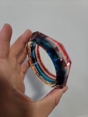 Vintage Bangle Bracelet Rainbow Punk Resin New Wave Jewelry