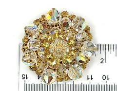 Vintage Cluster Brooch Clear AB Crystal & Gold-tone Beads Cha Cha MCM 1950s