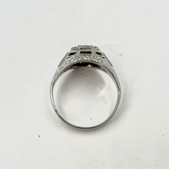 18k White Gold BELAIS Antique 0.83ct Diamond Vtg Art Deco Ring Sz 7.25 (I-56431)