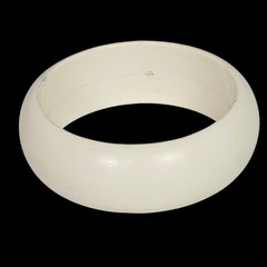 Vintage 80s Off White Bangle Bracelet Chunky Wide Band Costume Jewelry Hong Kong