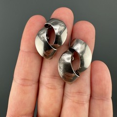 Vintage Sterling Silver Modernist Earrings Abstract Sculptural Screw Back MCM