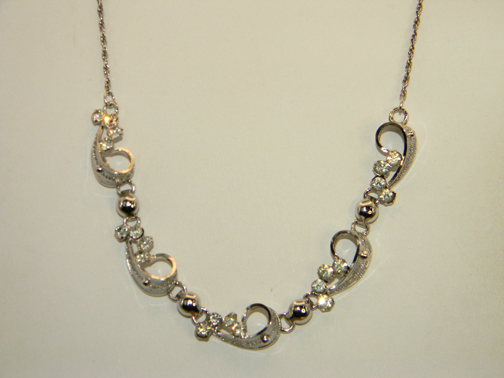 Vintage Sorrento Sterling Rhinestone Filigree Necklace