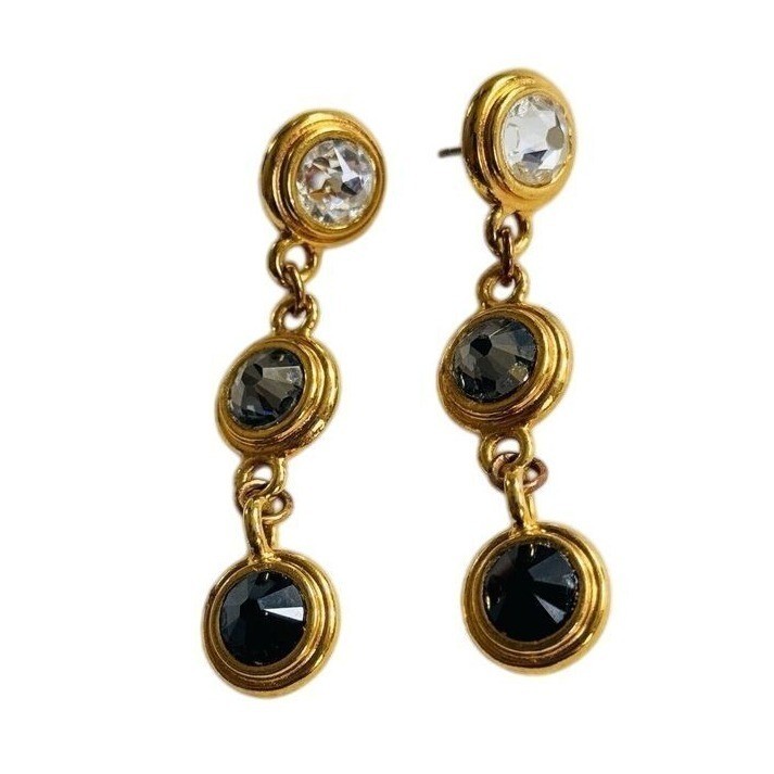 Regal Earrings VTG Crystal Rhinestone Tiered Elegant Gold Jeweled pierced Dangle