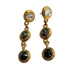 Regal Earrings VTG Crystal Rhinestone Tiered Elegant Gold Jeweled pierced Dangle