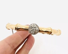 Victorian 15ct 15k Gold Rose Cut Diamond Bangle Bracelet 19.34g Antique Jewelry