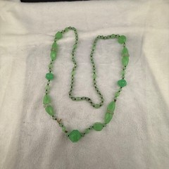 Vintage Glower Bead Glass Necklace UV Czech 36”