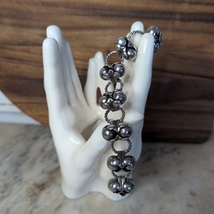 Taxco 980 Silver Mexico Bracelet Link Double Ball Old Pawn Jewelry Los Cocos 36g
