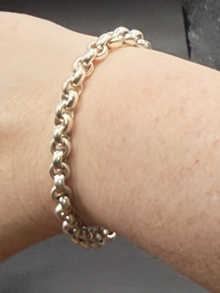 Vintage Heavy Sterling Silver Chain Bracelet with Toggle Heart Closure