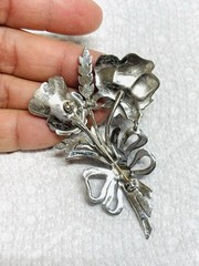 Vtg 925 Sterling Silver Marcasite Blue Red Green Enamel Flower Brooch Pin