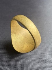Handmade Tuareg Brass Ring Geometric Patterns & Rosette Motif Ring Size 11 US