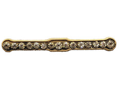 Edwardian Gold Plated with Rhinestones Brooch Bar Pin Circa 1920s