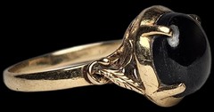 14K YELLOW GOLD SIMULATED BLACK STAR SAPPHIRE RING SIZE 7.75 585 FREE US SHIP