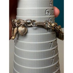 Vintage Silver Tone Double Link Charm Bracelet Bell Violin Airplane Heart
