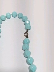 Vintage Blue Round Faceted Acrylic Bead Necklace 17″. Retro Style.