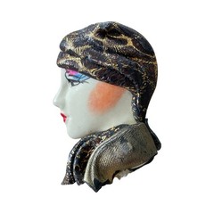 Art Deco Flapper Brooch Acrylic Lady Face Vintage 1980s 2.0