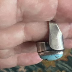 VTG Beau Sterling Silver Turquoise Ring Oval Stone Modernist Ring Sz 7.75